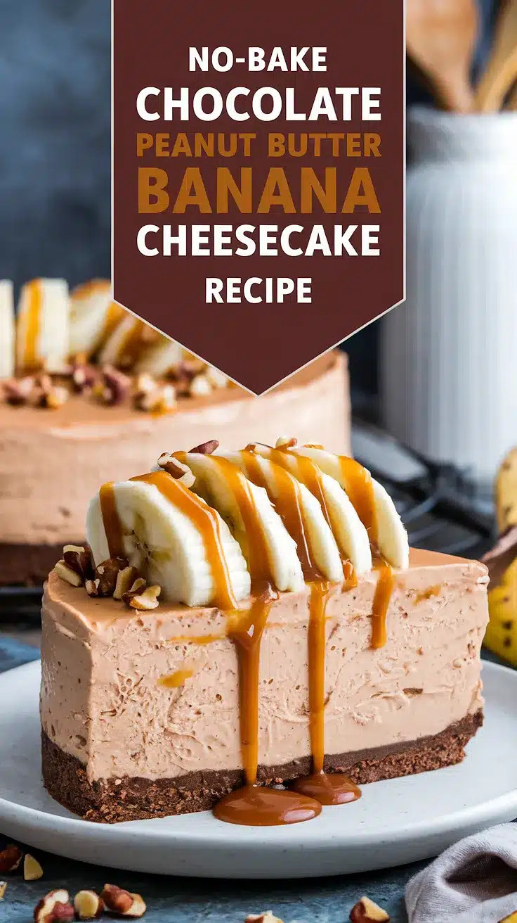 No-Bake Chocolate Peanut Butter Banana Cheesecake
