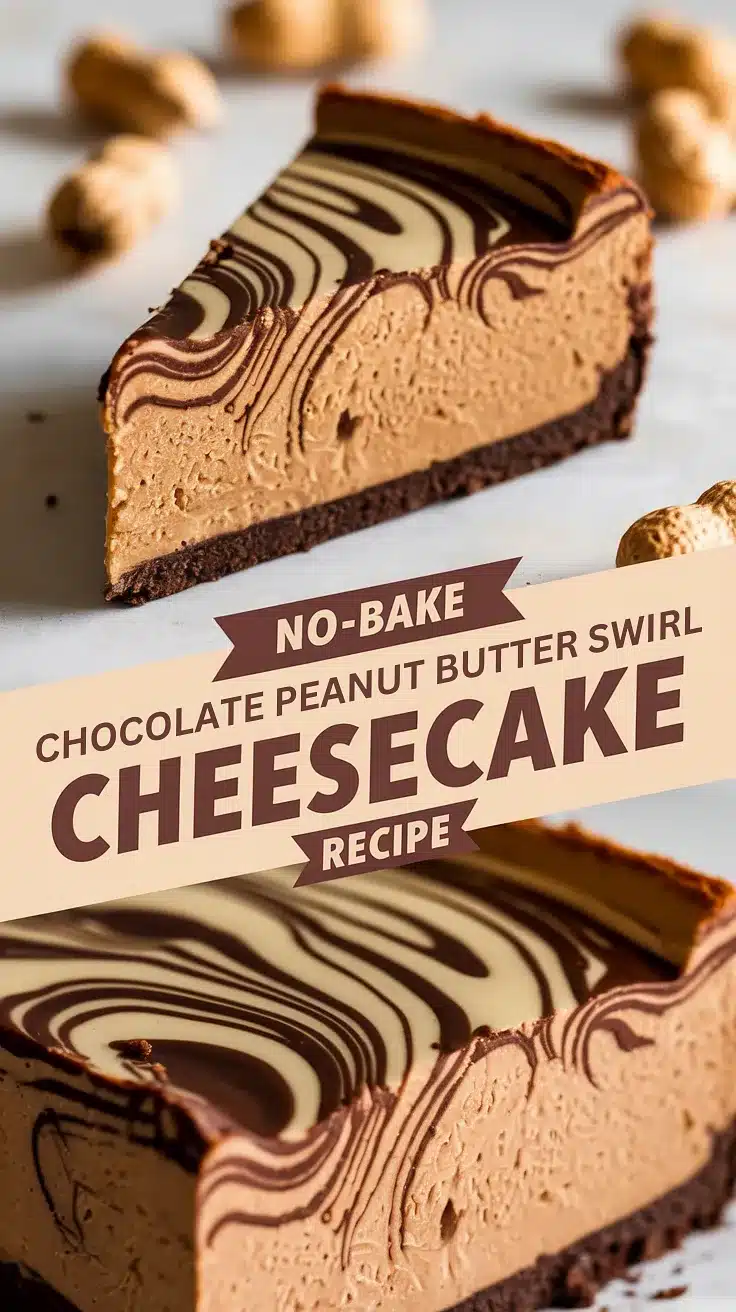 No-Bake Chocolate Peanut Butter Swirl Cheesecake