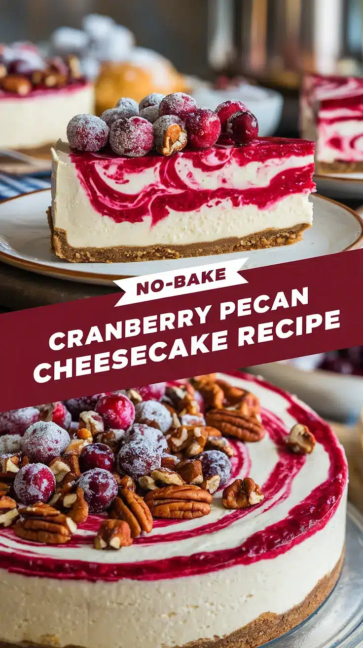 Luscious No-Bake Cranberry Pecan Cheesecake 1 No-Bake Cranberry Pecan Cheesecake