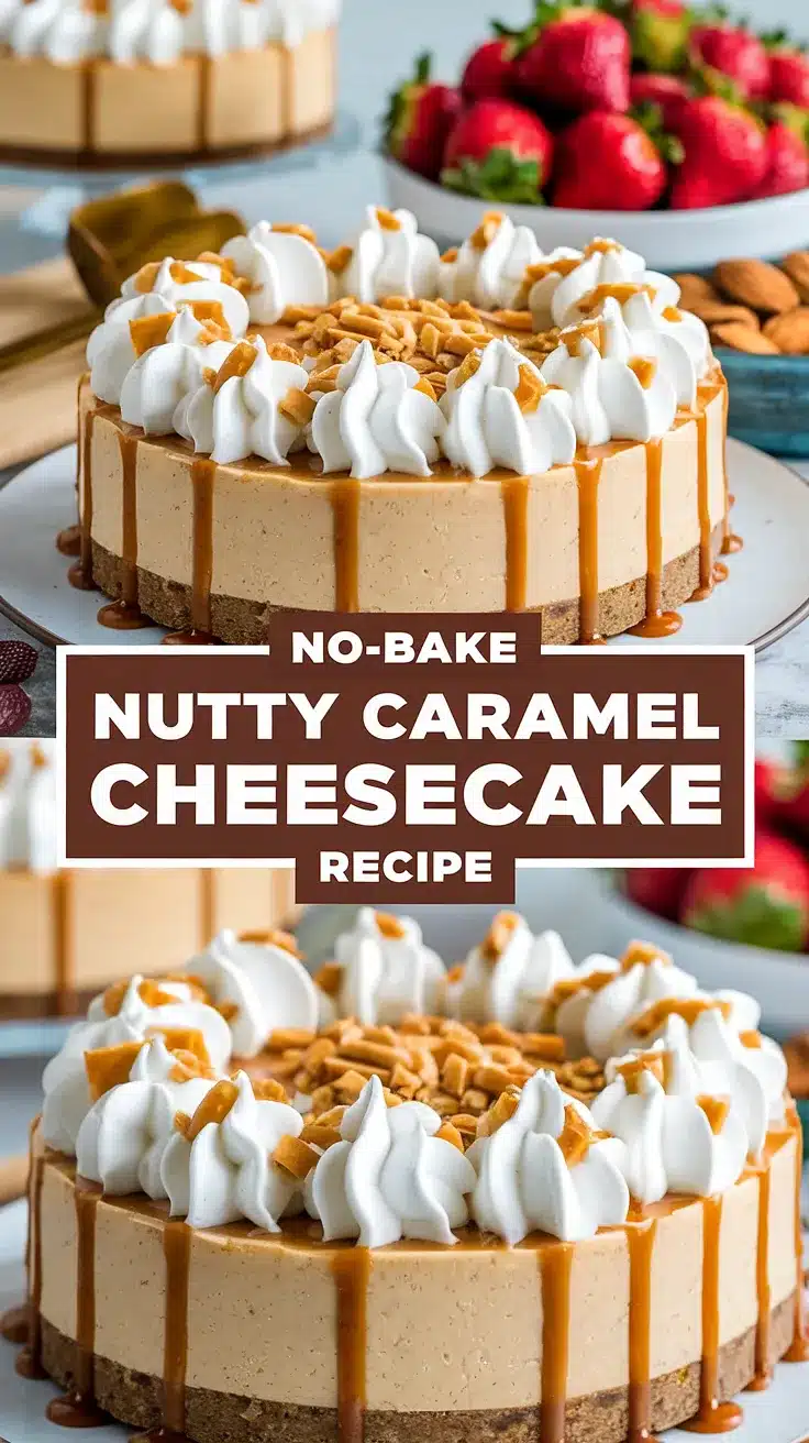 No-Bake Nutty Caramel Cheesecake