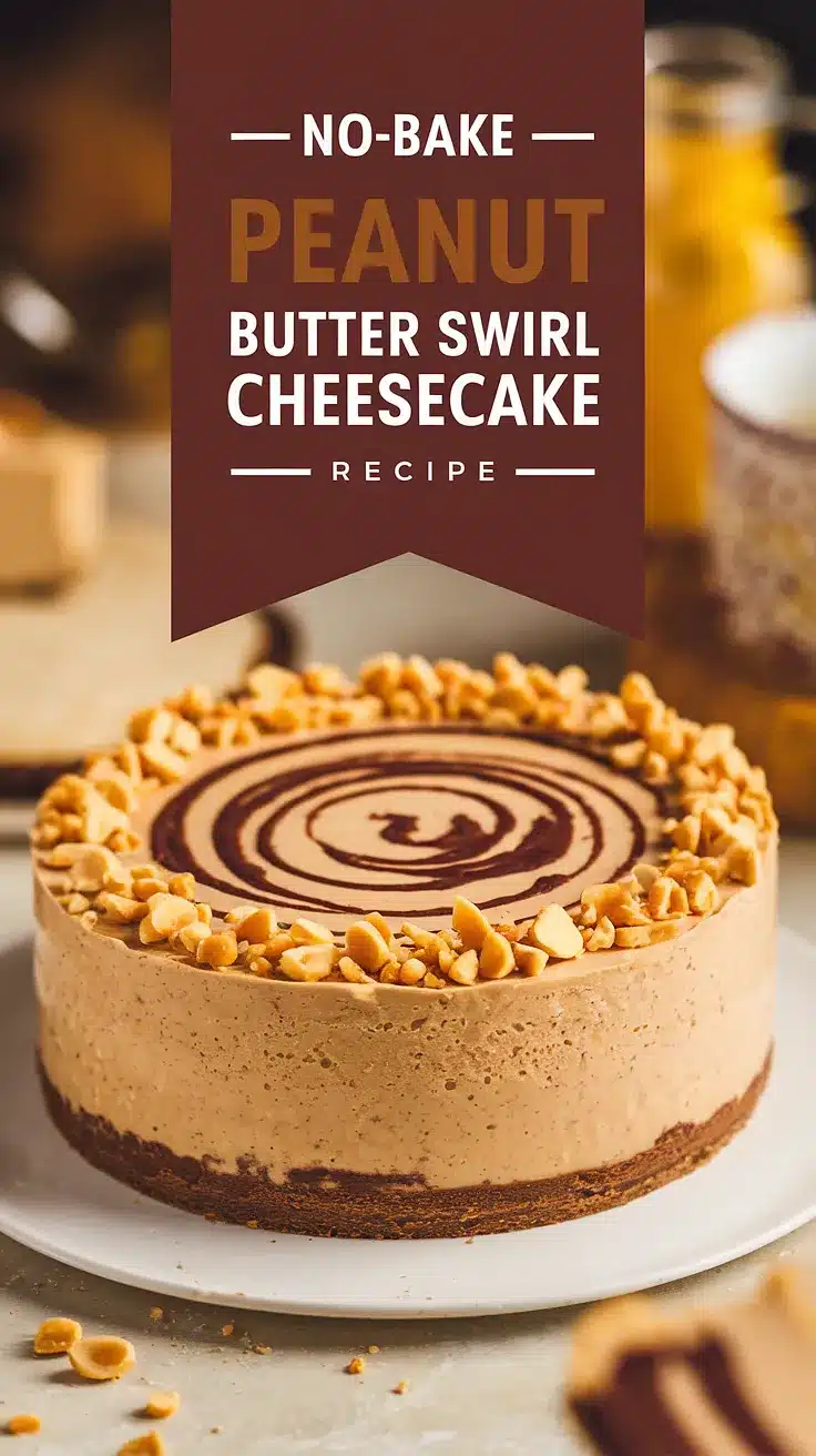 No-Bake Peanut Butter Swirl Cheesecake
