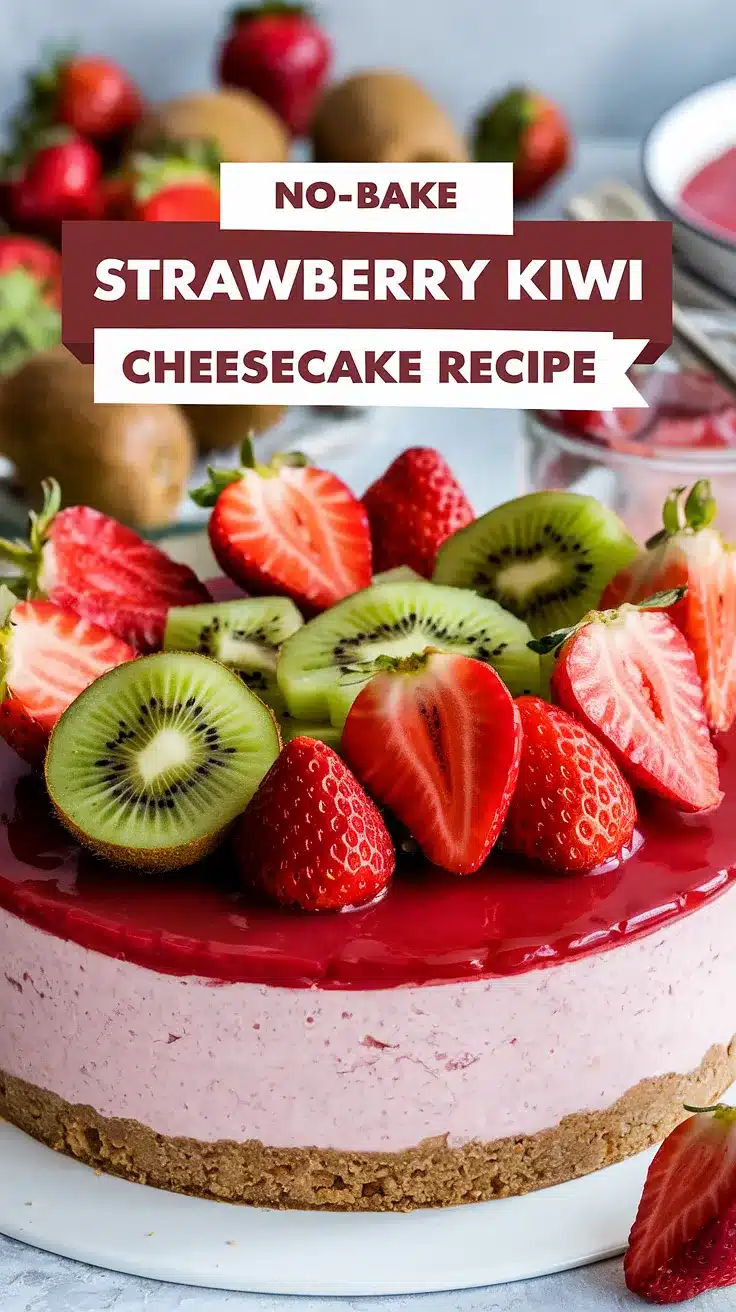 No-Bake Strawberry Kiwi Cheesecake
