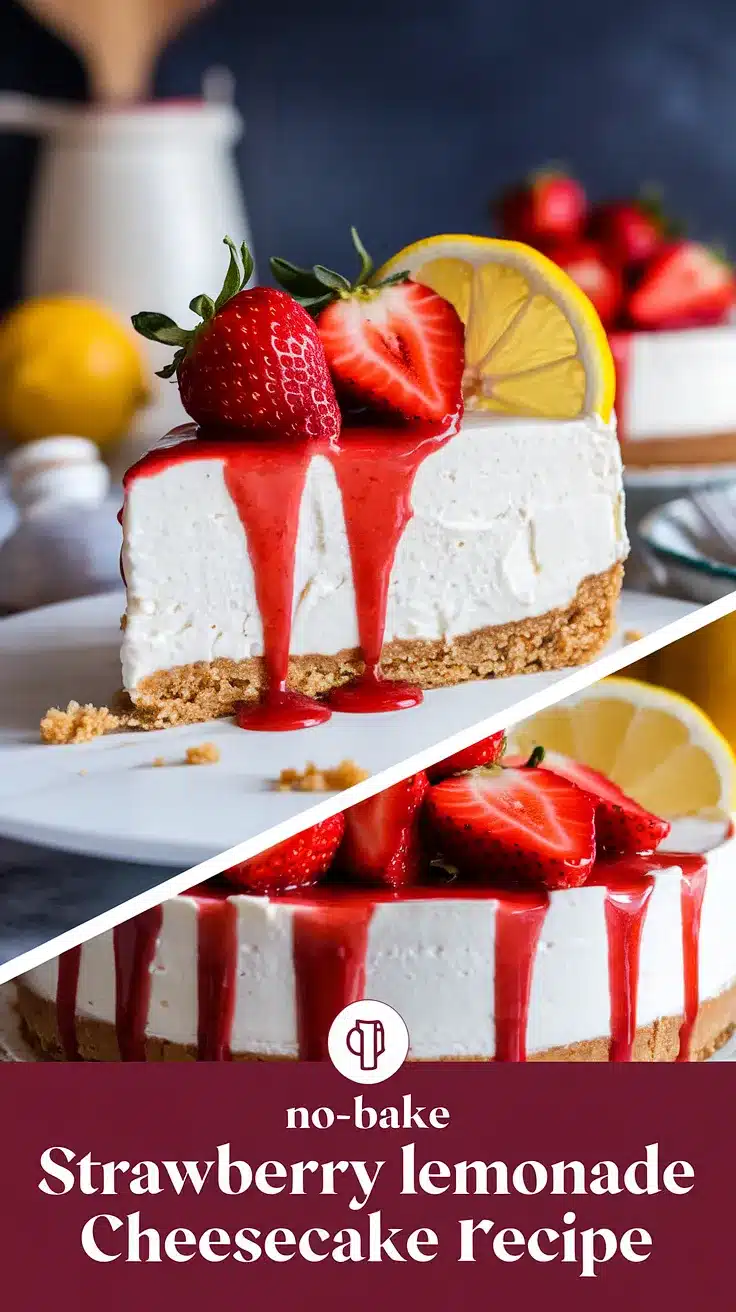 No-Bake Strawberry Lemonade Cheesecake