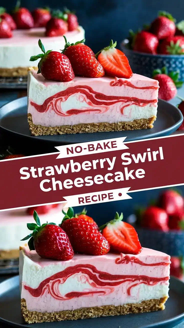 Luscious No-Bake Strawberry Swirl Cheesecake 1 No-Bake Strawberry Swirl Cheesecake