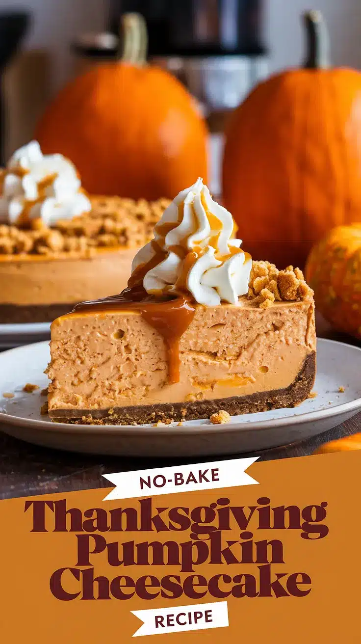 Delicious No-Bake Thanksgiving Pumpkin Cheesecake 1 No-Bake Thanksgiving Pumpkin Cheesecake