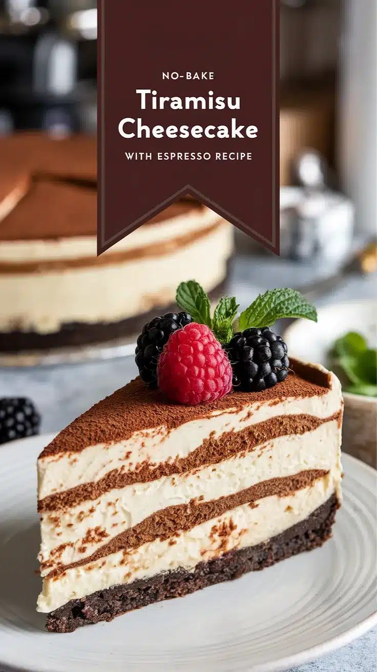 No-Bake Tiramisu Cheesecake with Espresso Layers
