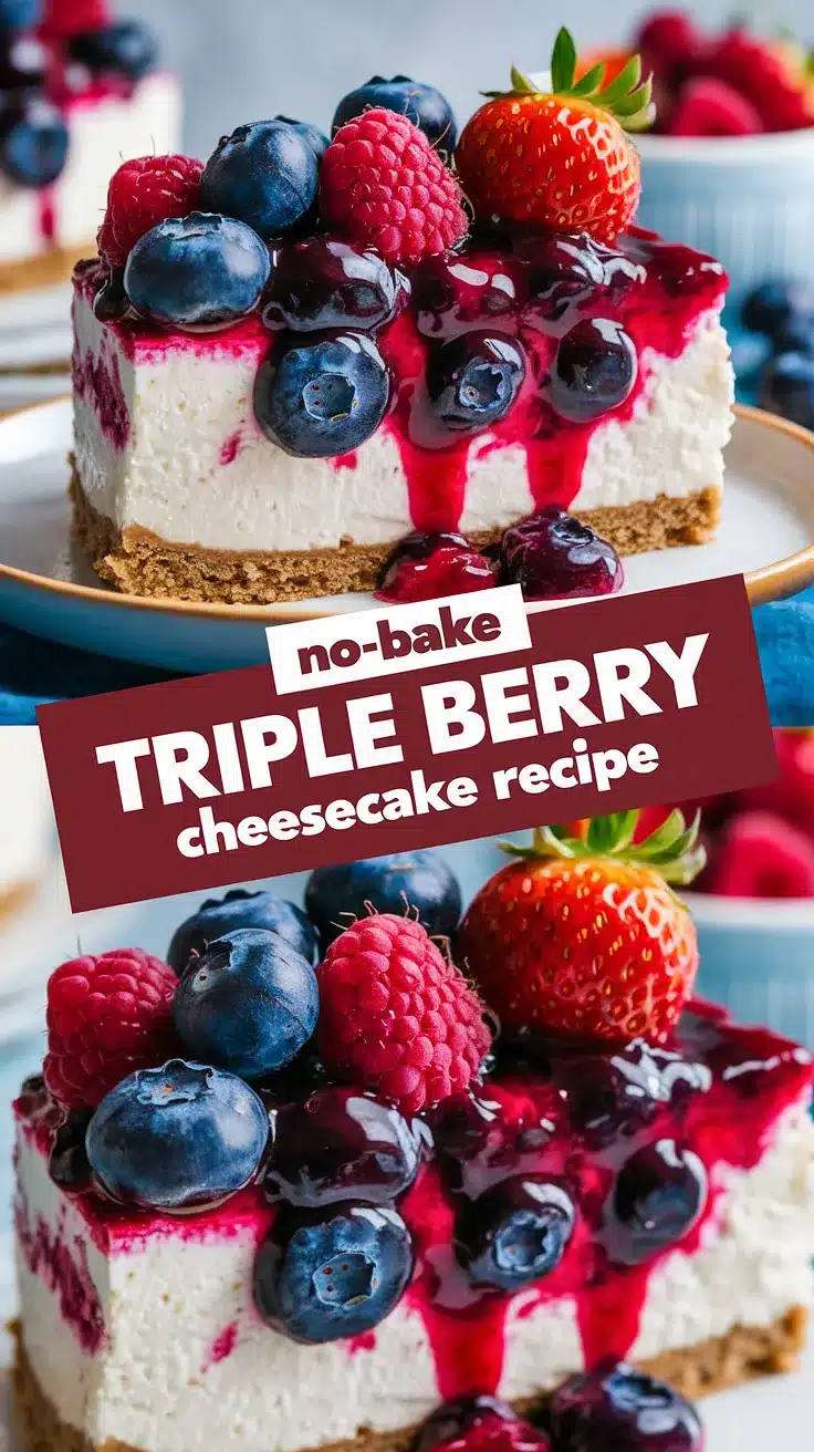 No-Bake Triple Berry Cheesecake