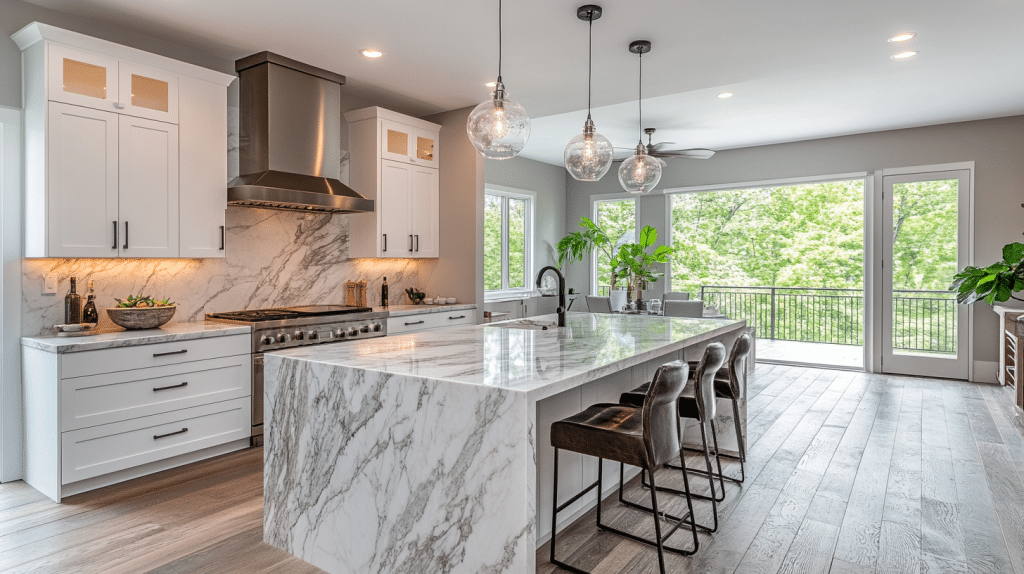 white marble kitchen