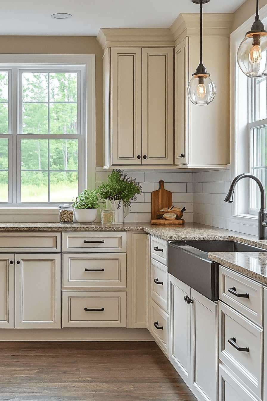 beige kitchen cabinets