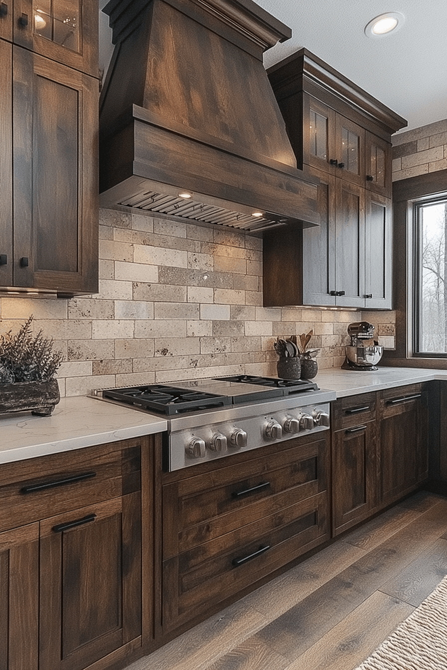 brown cabinets kitchen