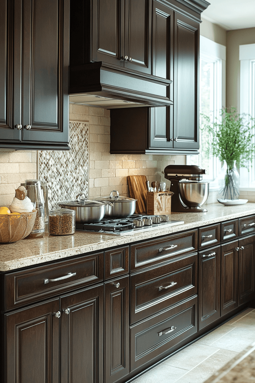 dark wood kitchen cabinets