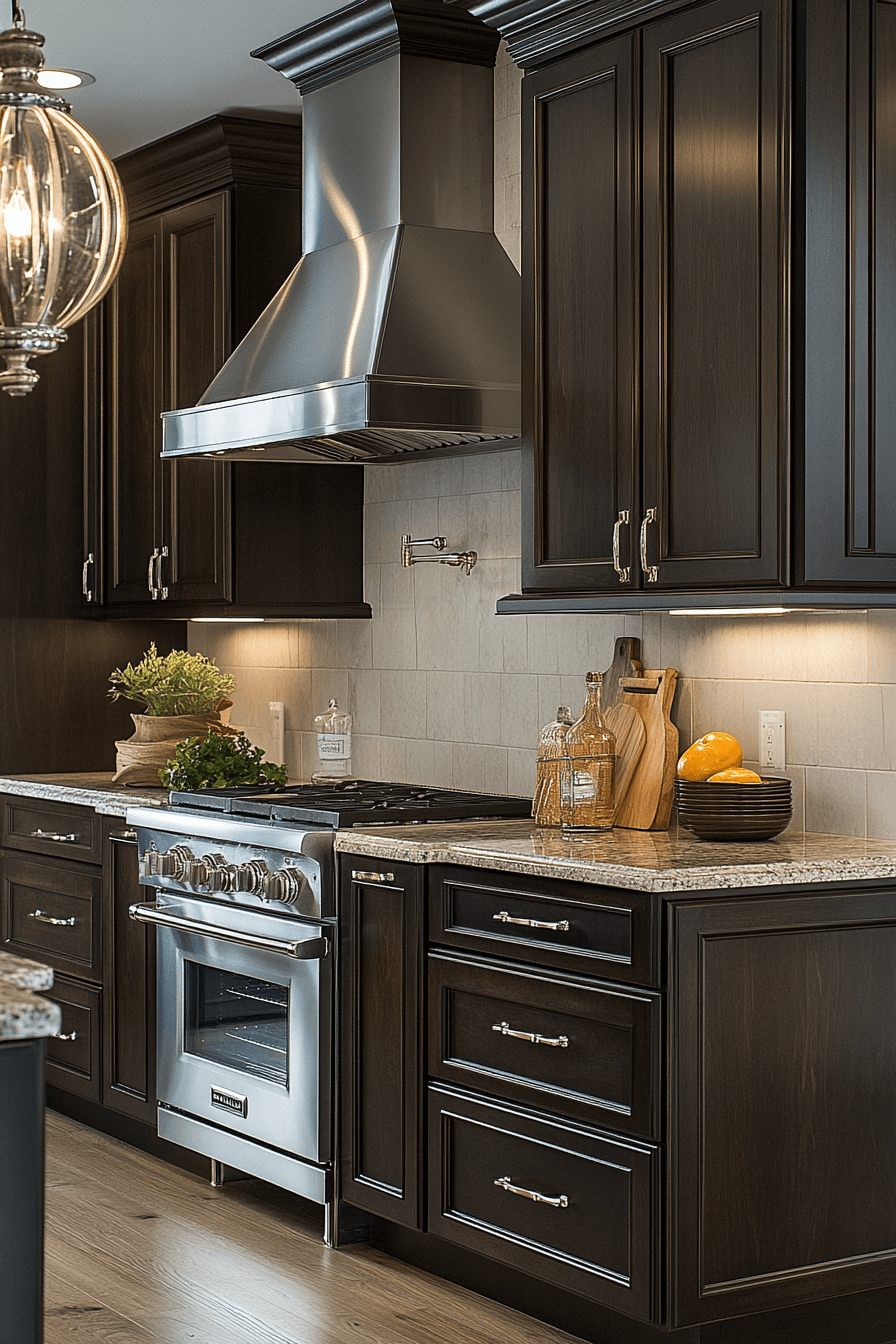 brown cabinets kitchen