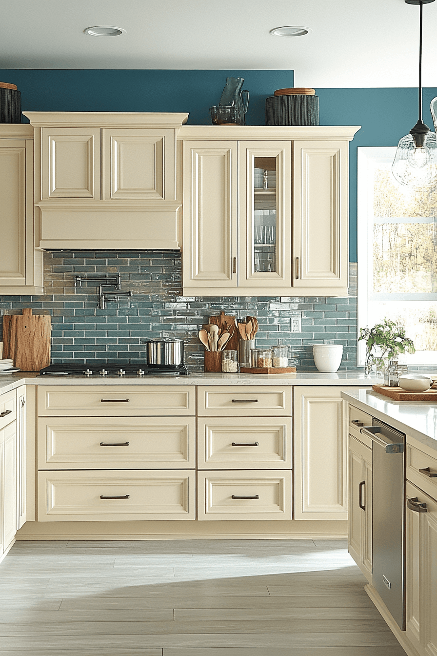 cream kitchen cabinets
