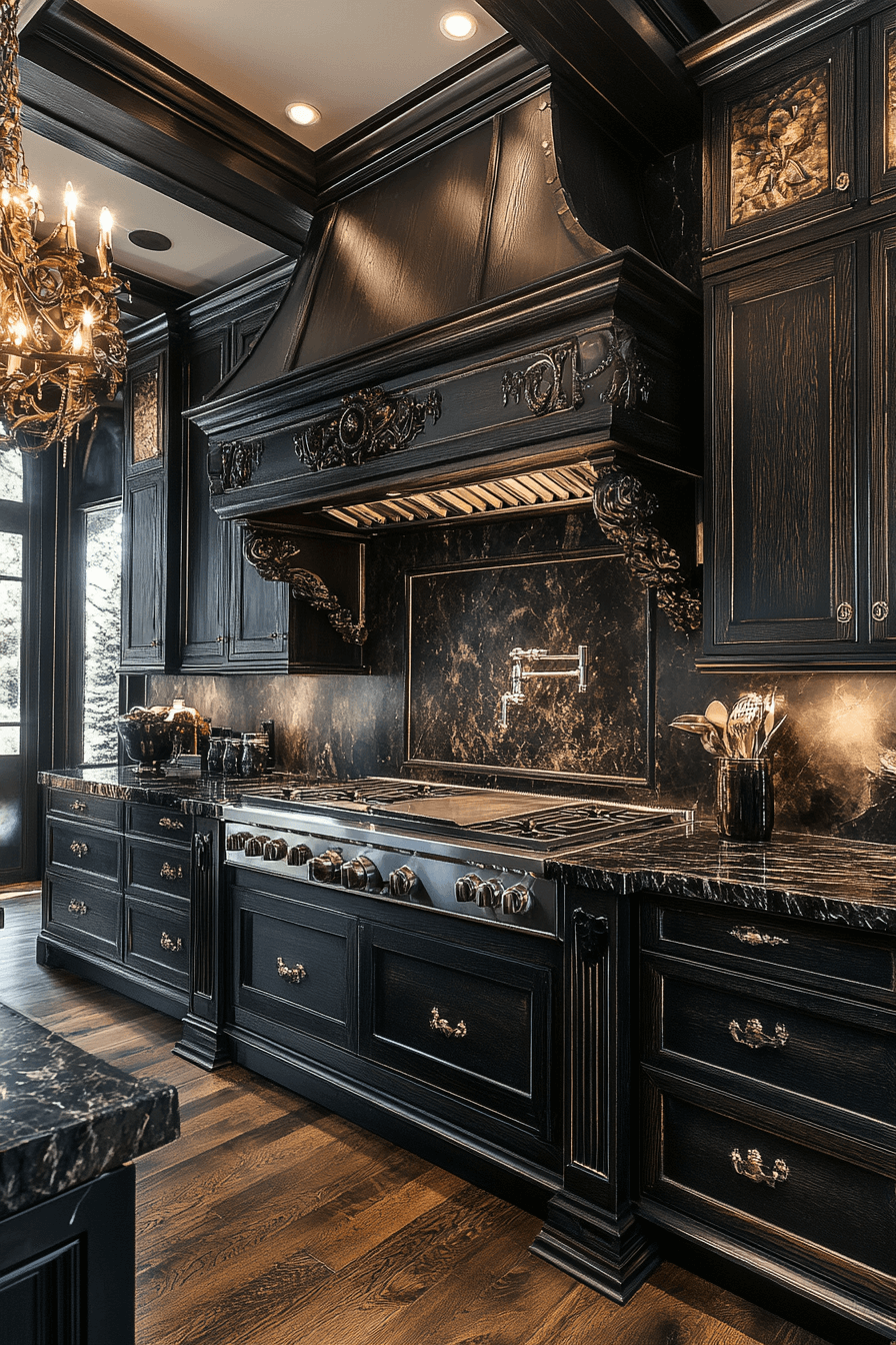 dark wood kitchen cabinets