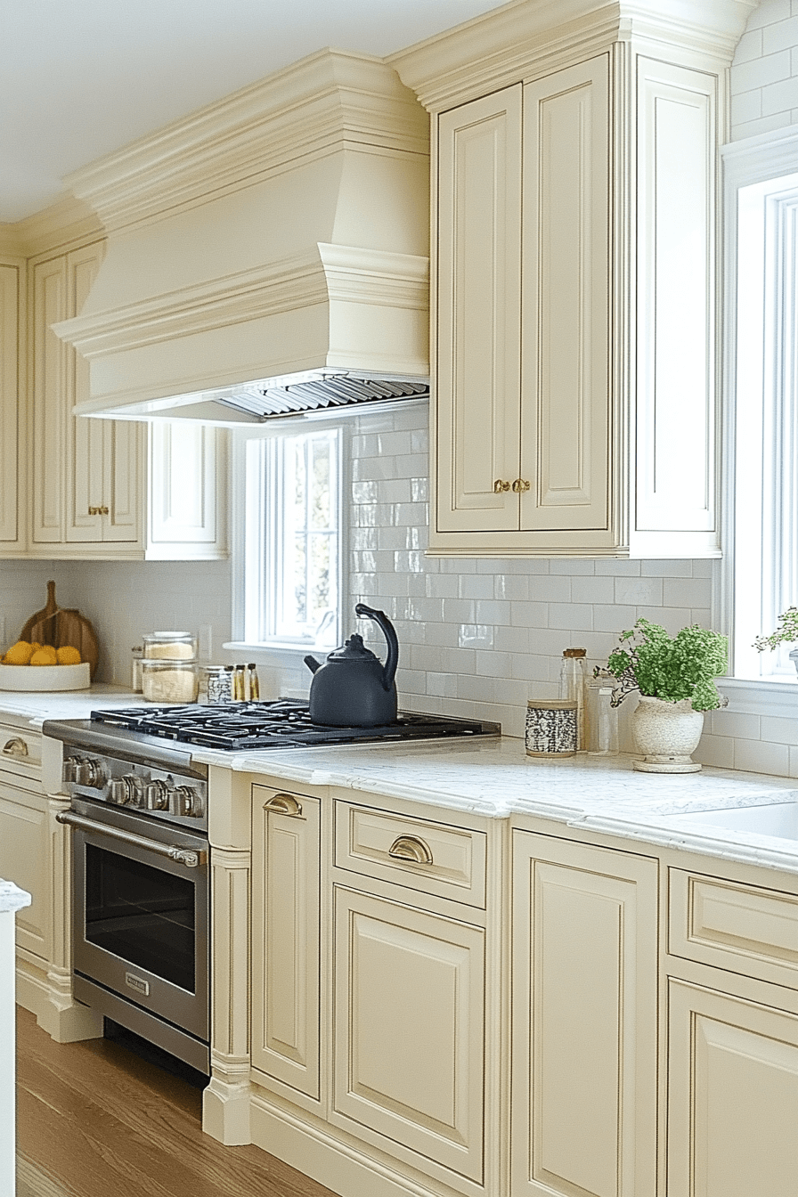 cream kitchen cabinets