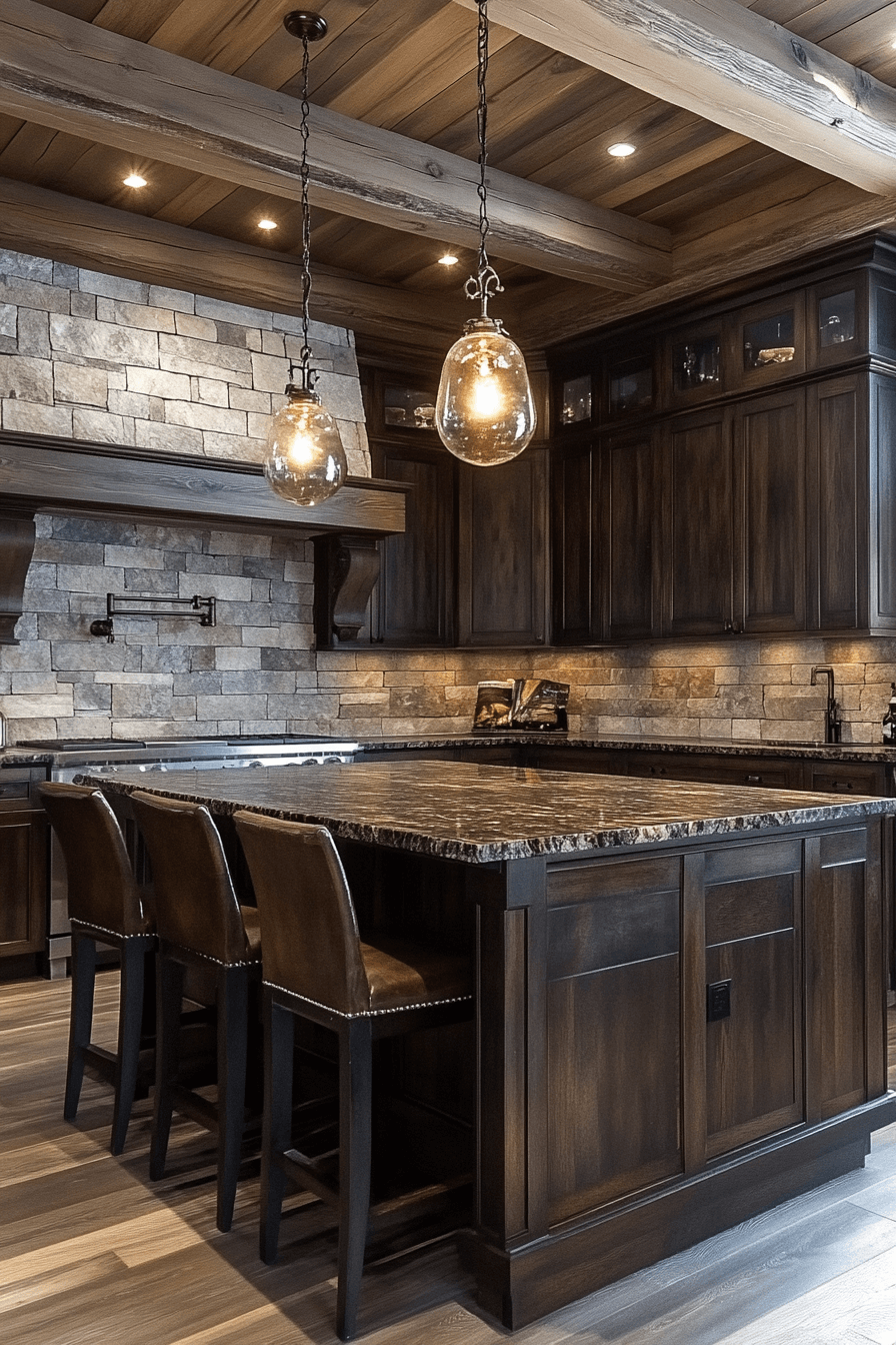 dark wood kitchen cabinets