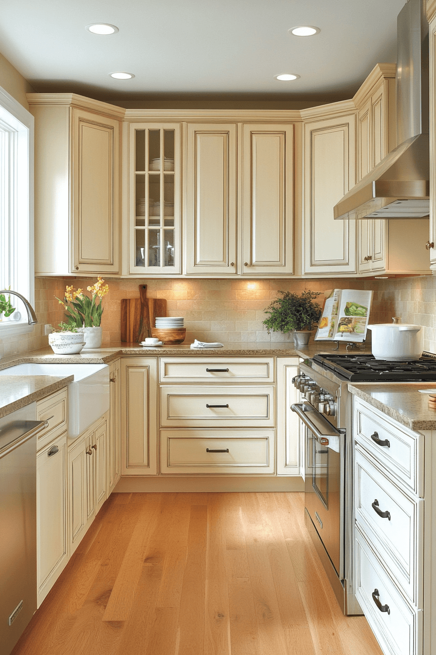beige kitchen cabinets