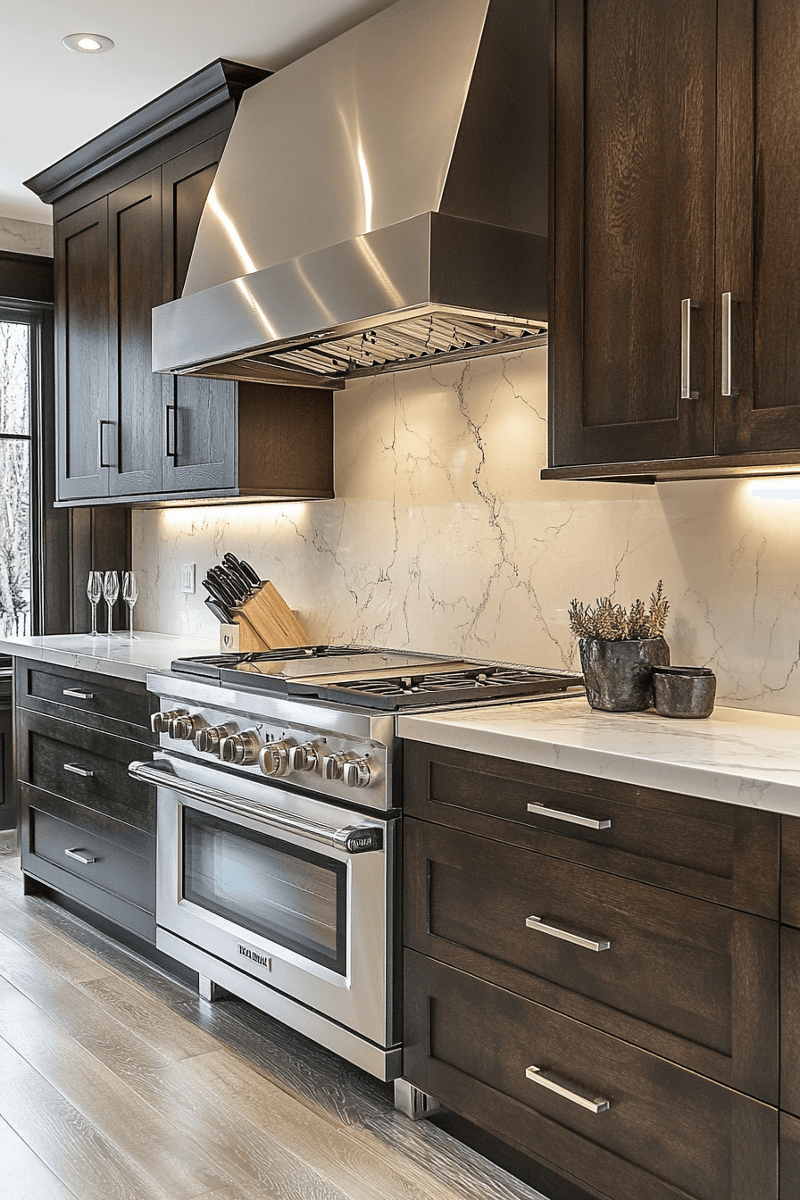 brown cabinets kitchen