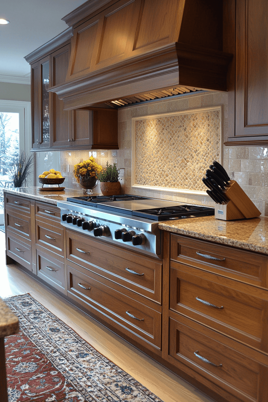brown cabinets kitchen