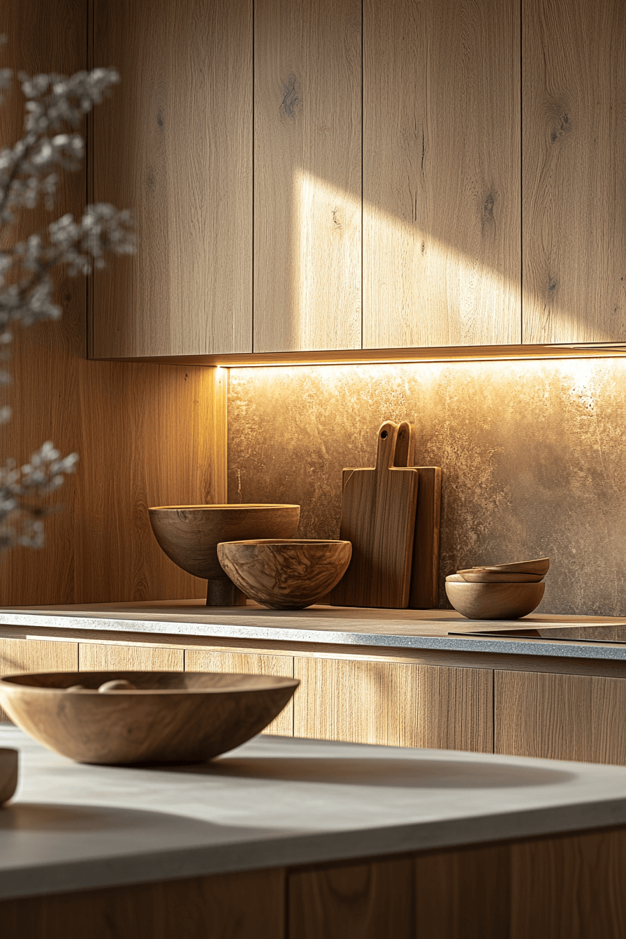 natural wood kitchen cabinets
