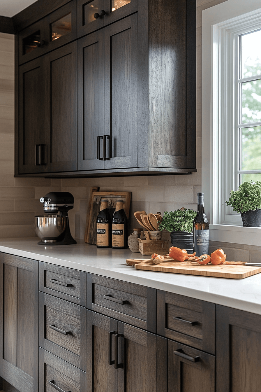 dark wood kitchen cabinets