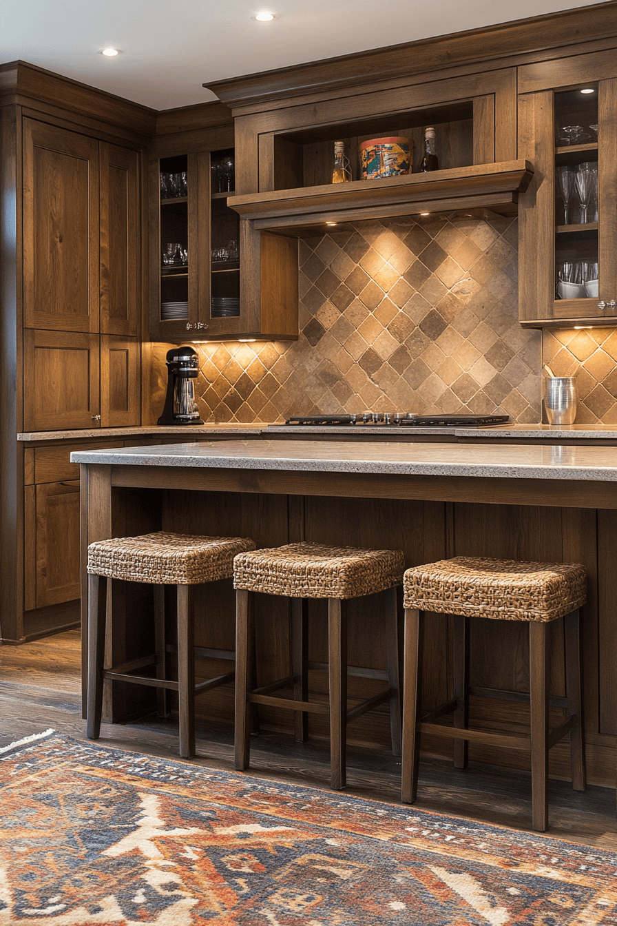 brown cabinets kitchen