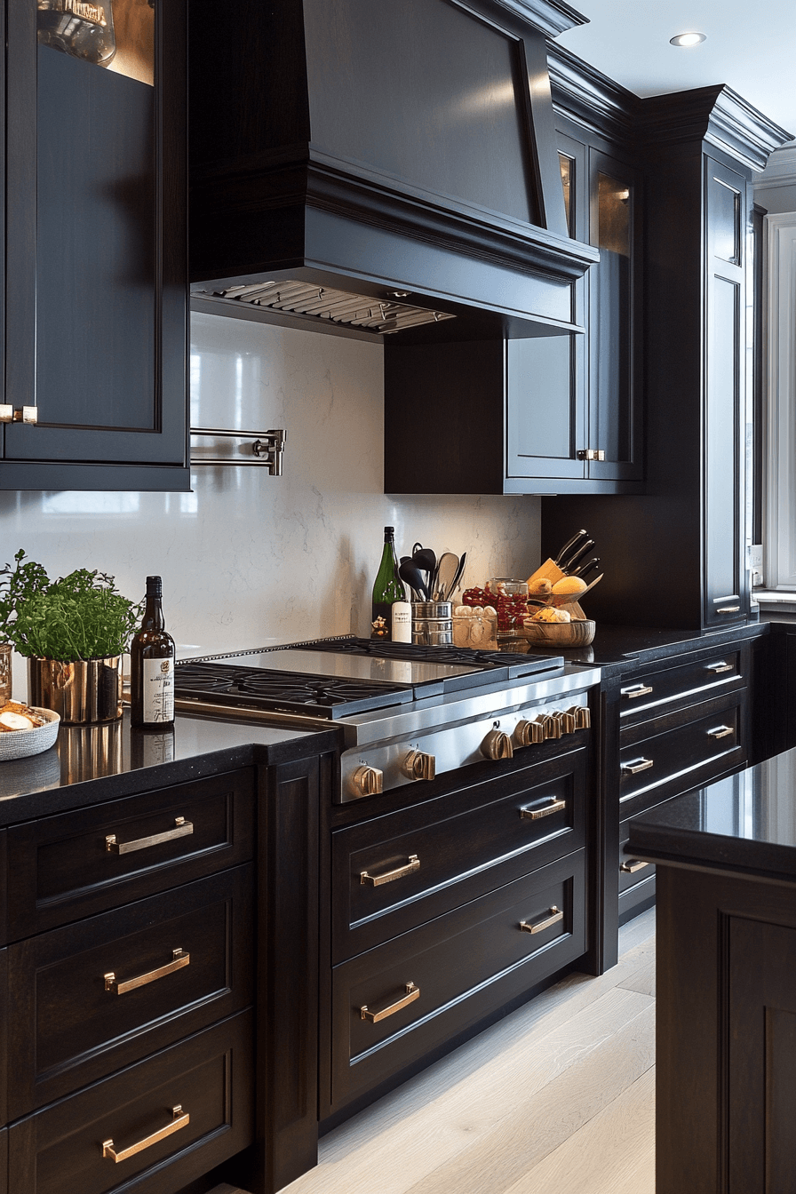 dark wood kitchen cabinets