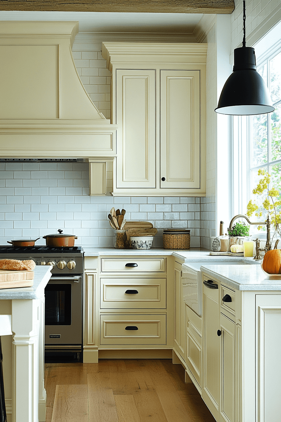 cream kitchen cabinets