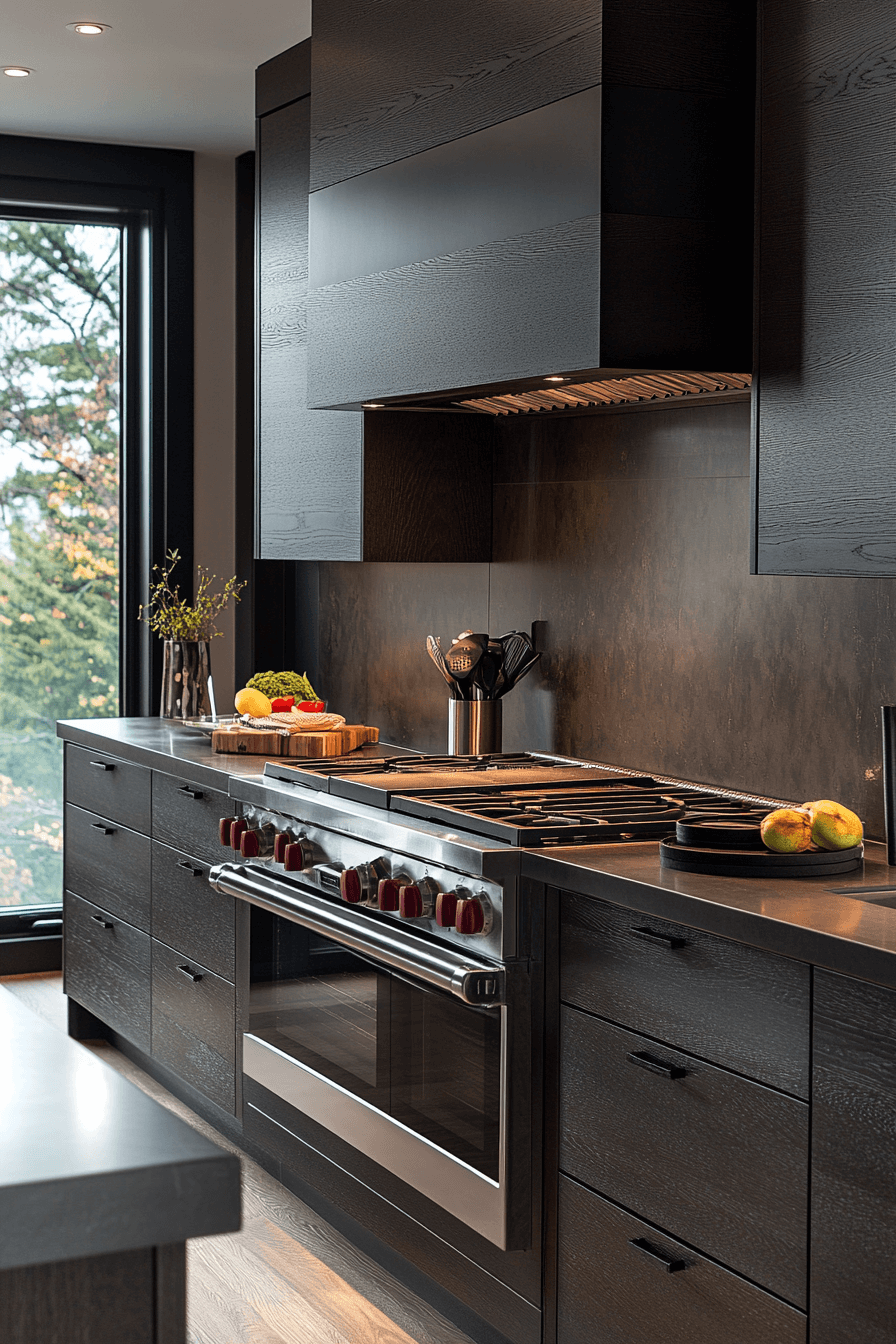 dark wood kitchen cabinets