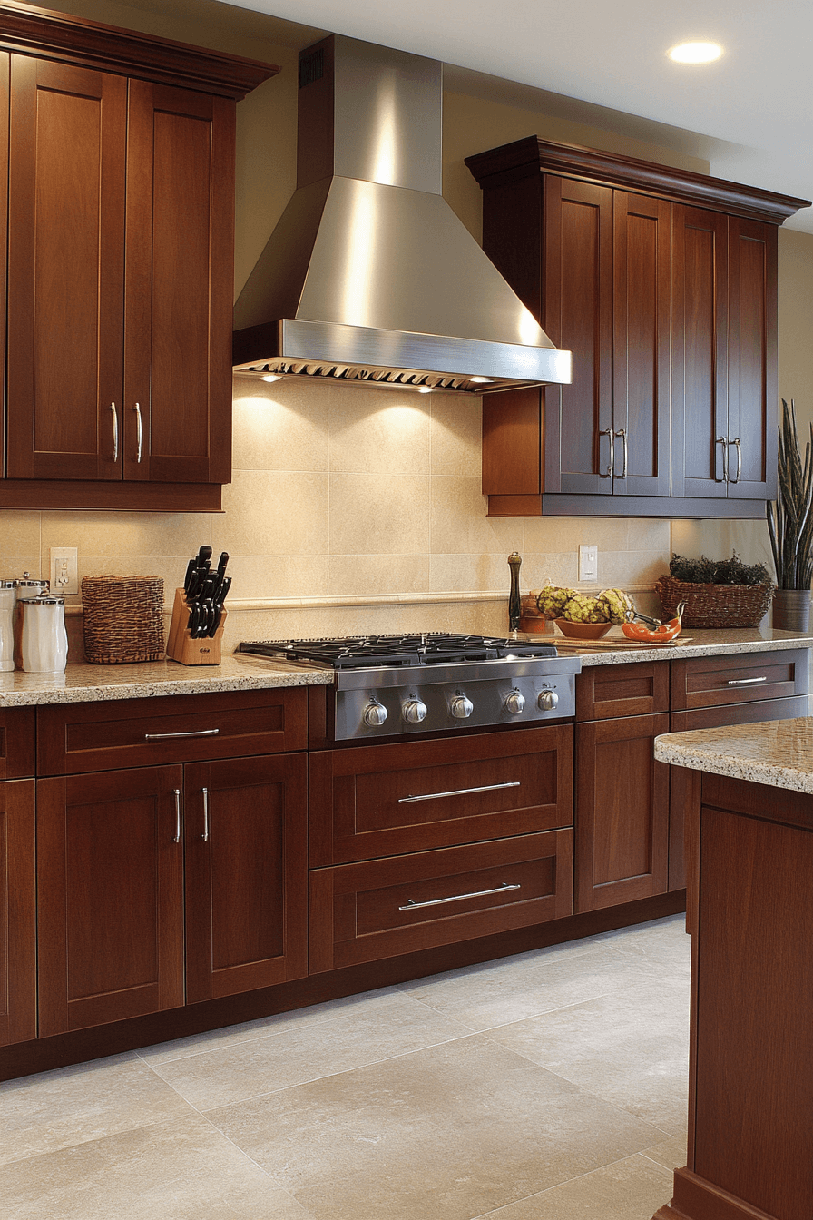 brown cabinets kitchen