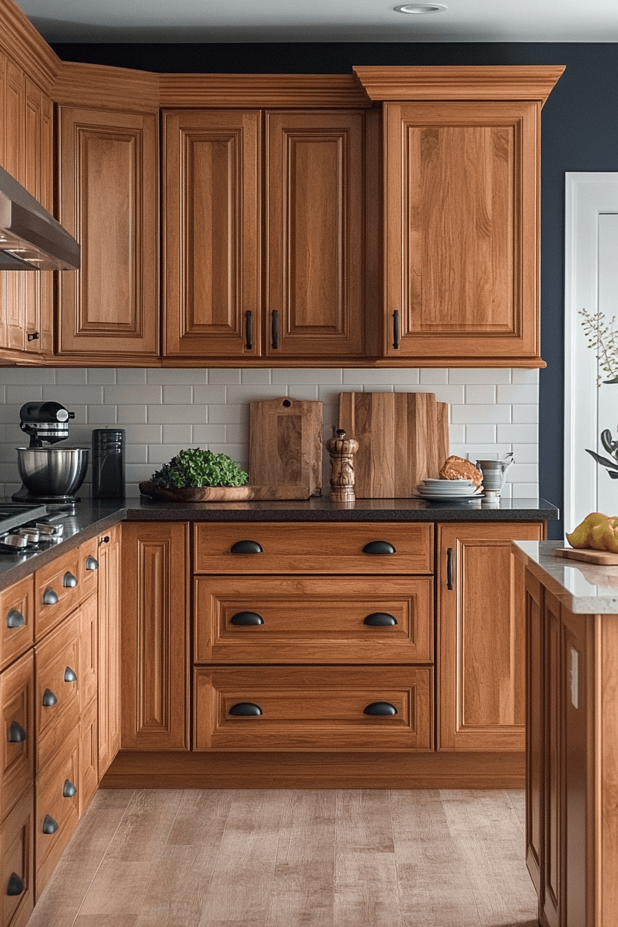 brown cabinets kitchen