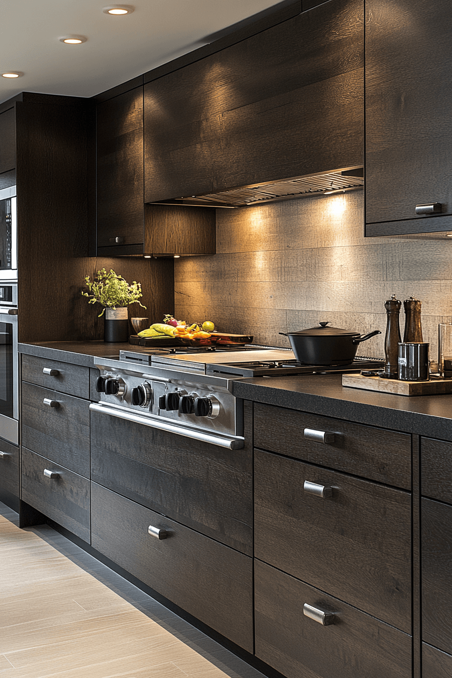 dark wood kitchen cabinets