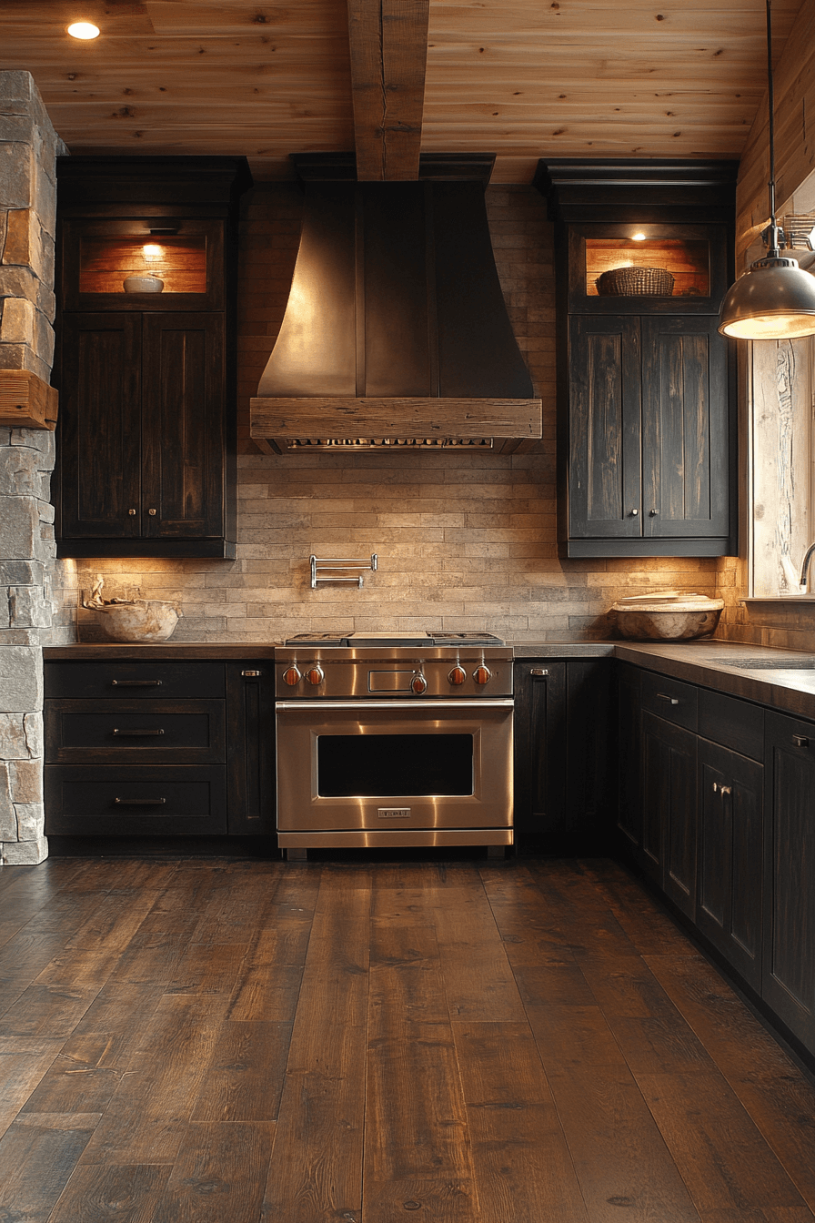 dark wood kitchen cabinets