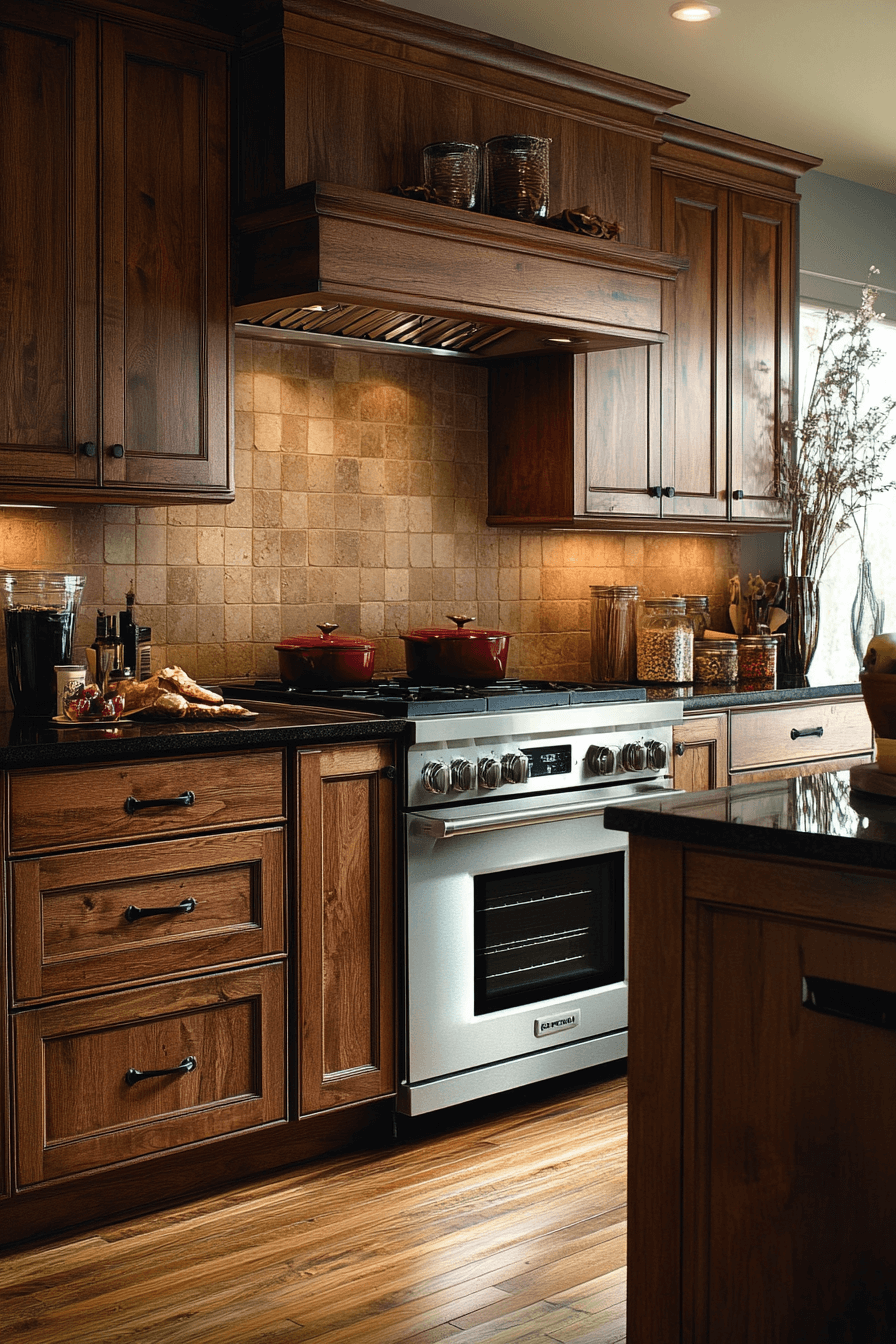 dark wood kitchen cabinets