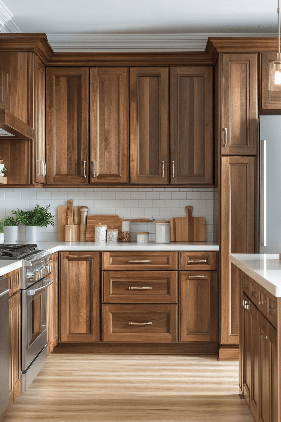 brown cabinets kitchen