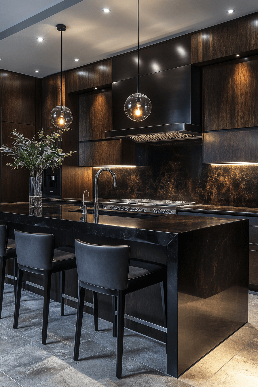 dark wood kitchen cabinets