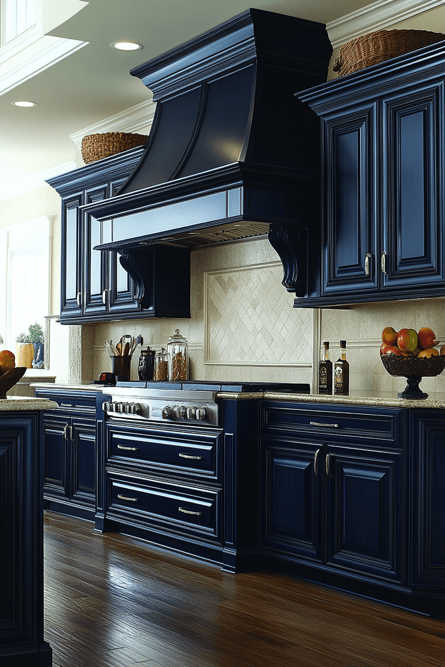 navy blue kitchen cabinets
