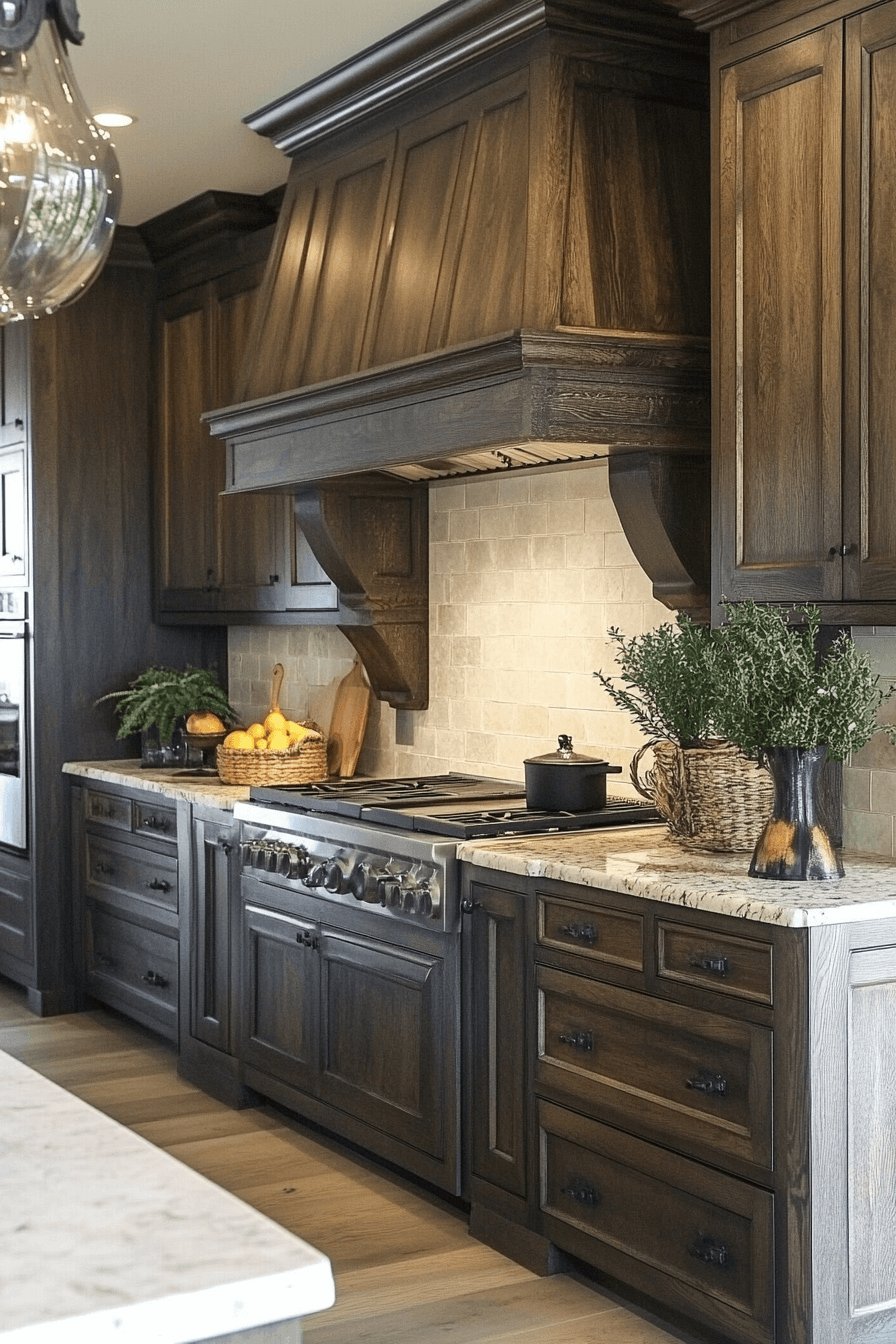 dark wood kitchen cabinets