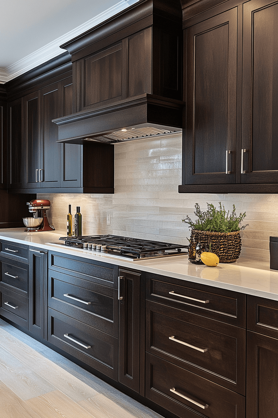 dark wood kitchen cabinets