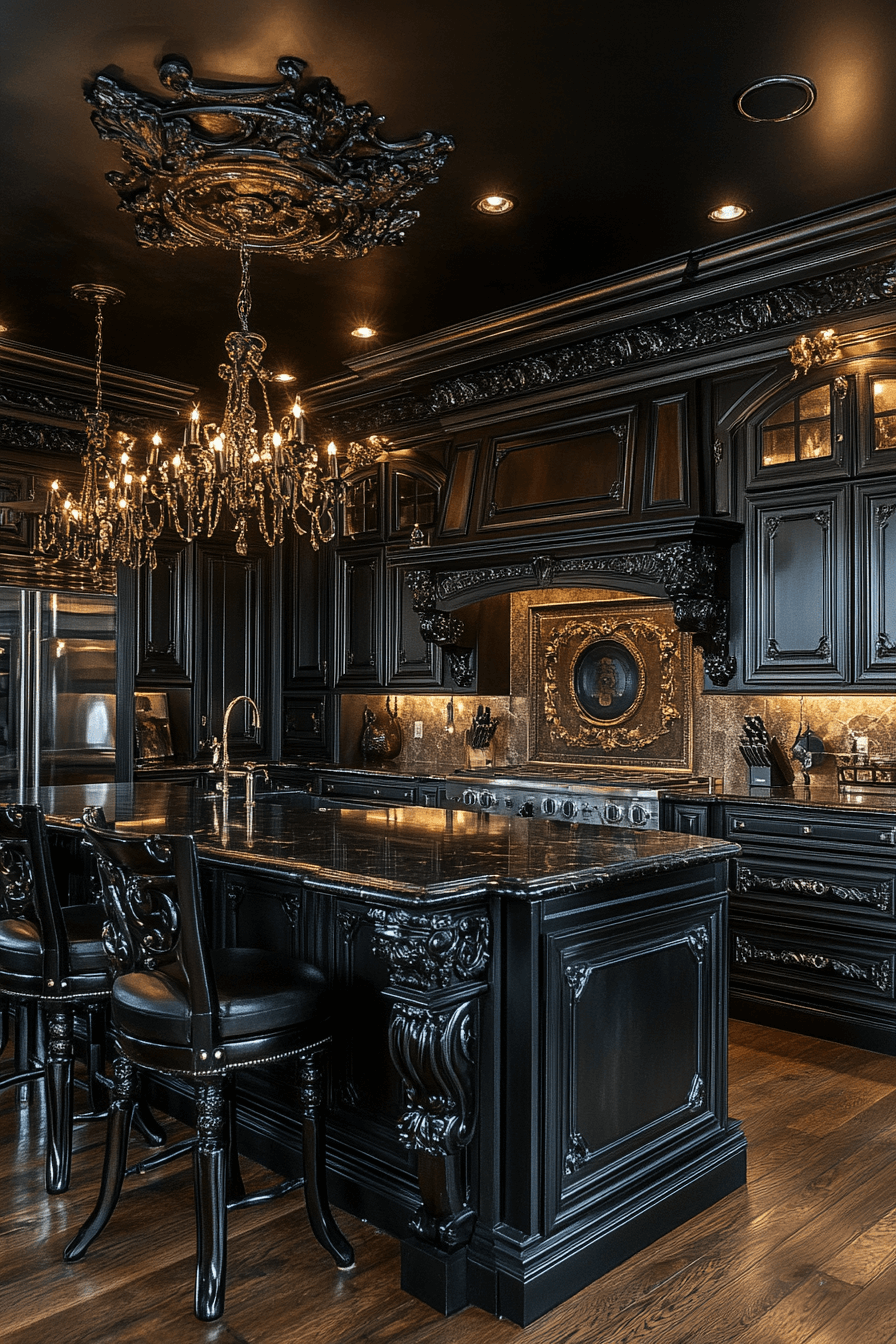 dark wood kitchen cabinets
