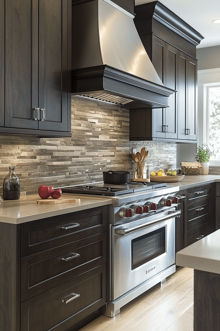 dark wood kitchen cabinets