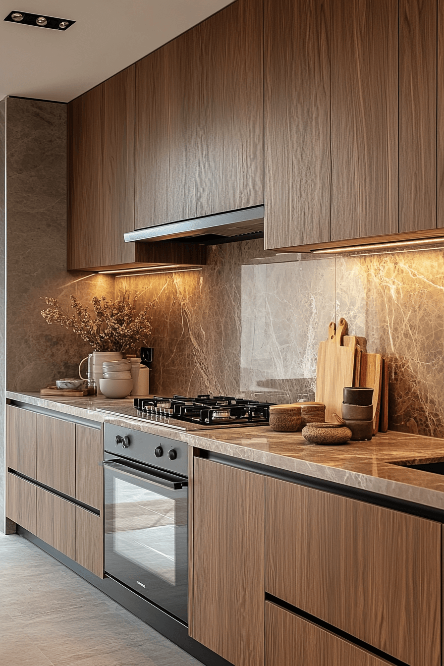 brown cabinets kitchen