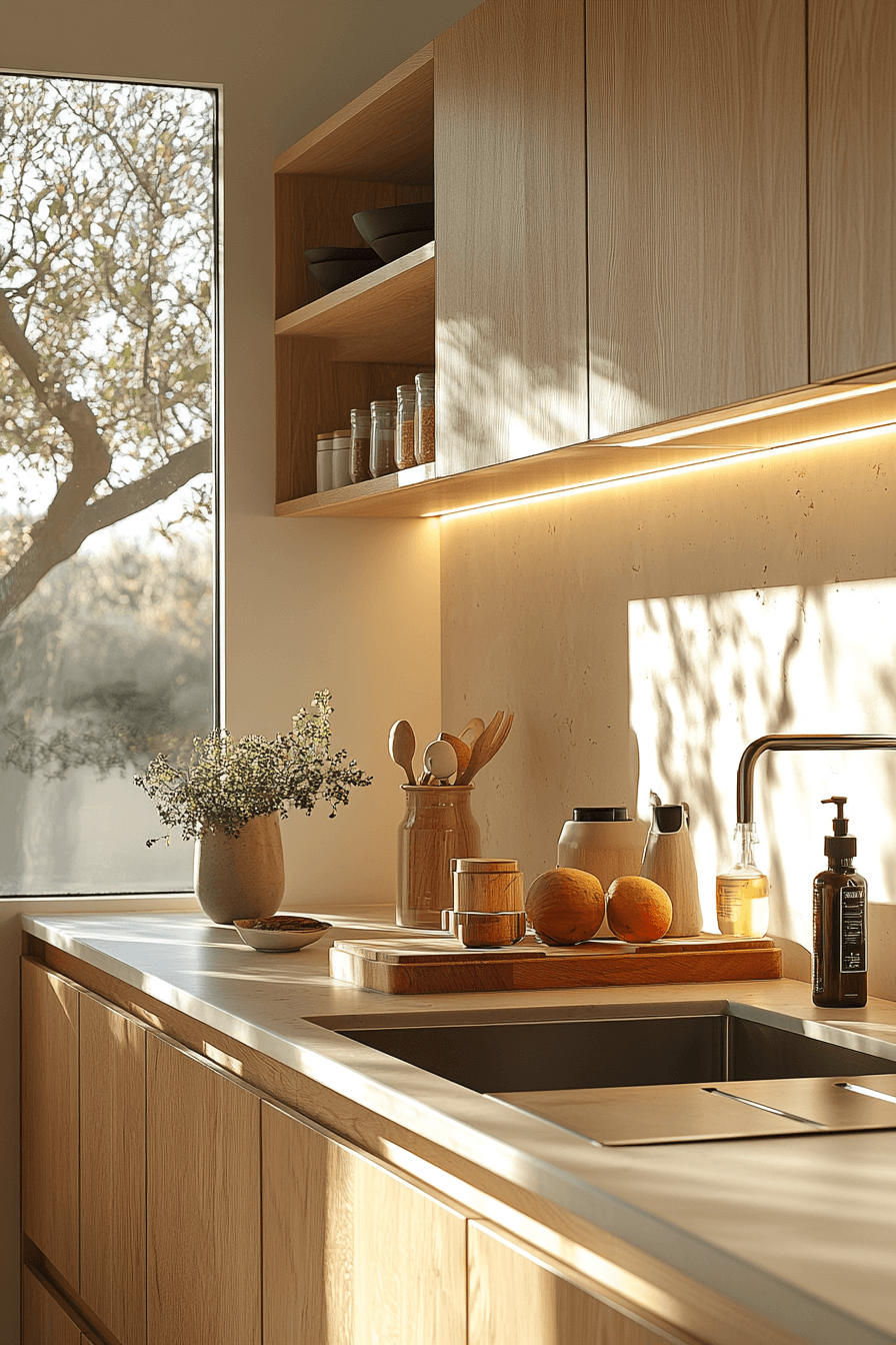 natural wood kitchen cabinets