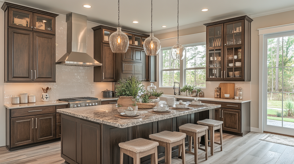 brown cabinets kitchen