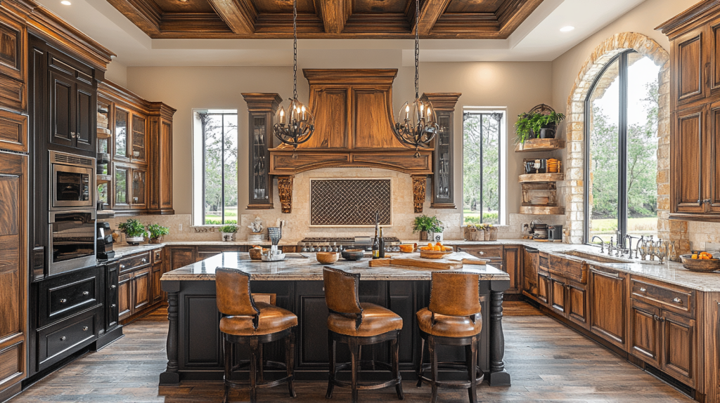 dark wood kitchen cabinets