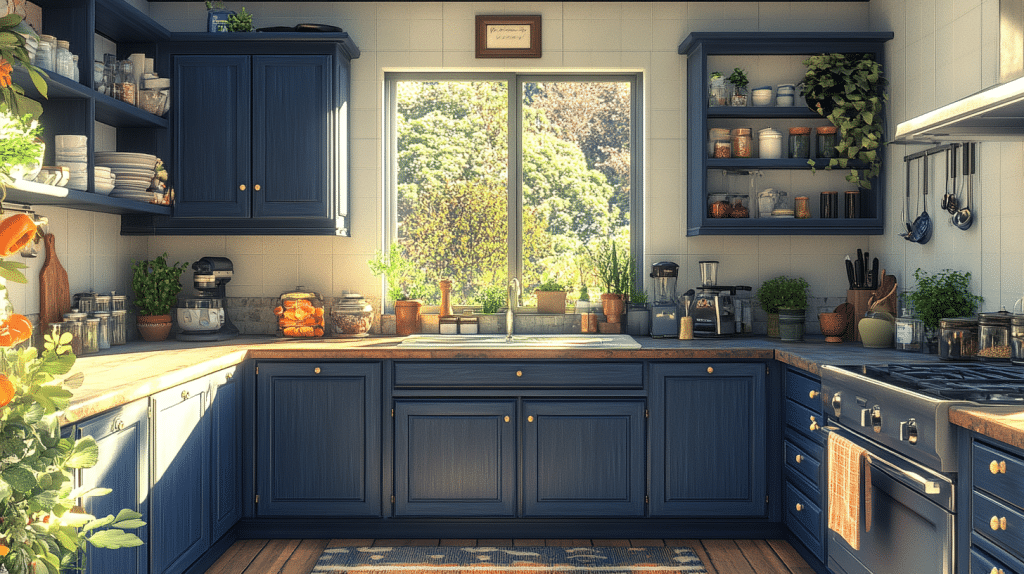 navy blue kitchen cabinets
