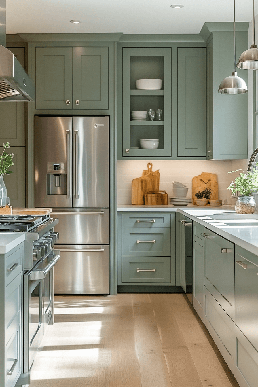 clary sage kitchen cabinets