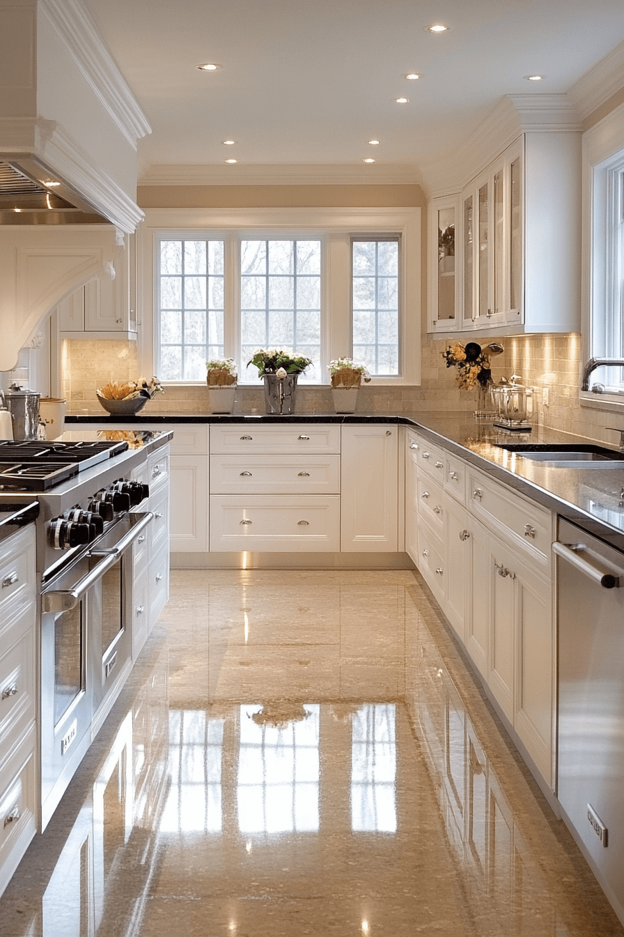 white cabinets black countertops