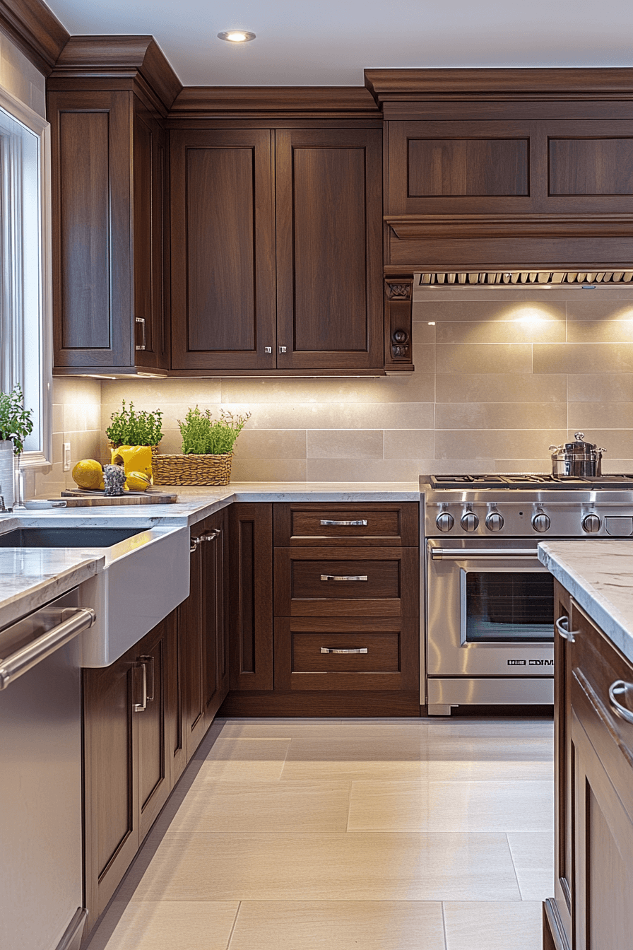 dark walnut kitchen cabinets