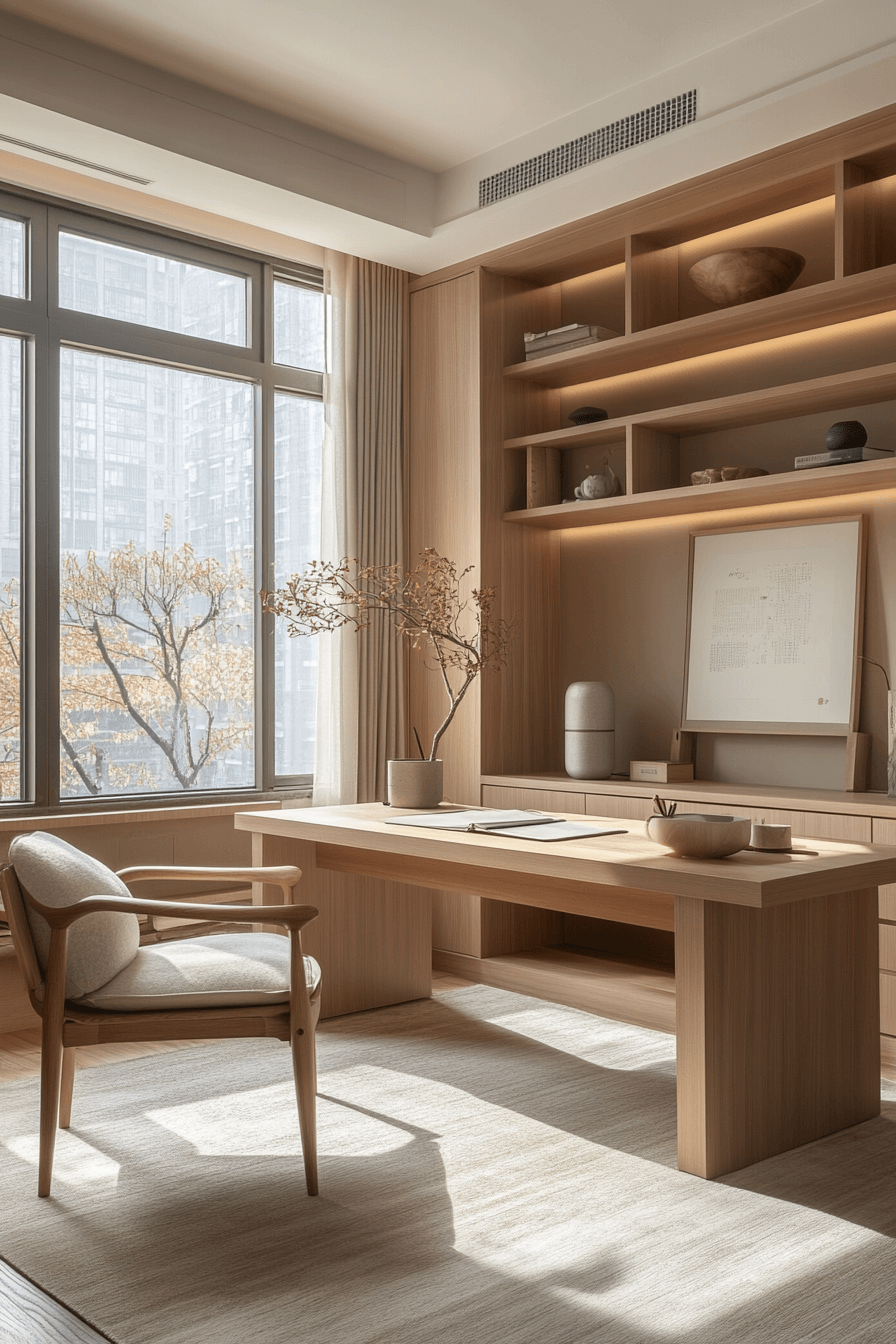 29 Japandi Home Office Ideas for a Peaceful and Productive Space 1 japandi home office